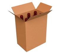 Tezraftaar® 3 x Wine Bottle Cardboard Boxes 28.5cm x 19.5cm x 35.5cm Strong Corrugated Postal Packaging Protective for Wine Champagne Beer and Glass Bottles