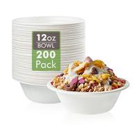 Tezraftaar® 30 x Bagasse Paper Bowls 12oz (350ml) White Biodegradable Sugarcane Bowl for Picnic Catering BBQ and Parties