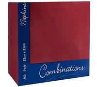 Tezraftaar® 300 x Paper Napkin Disposable Serviettes Tissue 33cm x 33cm 2Ply Burgundy for Parties Catering Weddings Birthday Christmas BBQ Events Travelling Camping Picnic