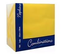 Tezraftaar® 300 x Paper Napkins Disposable 33cm x 33cm 2Ply Yellow Serviettes Tissue Paper for Catering Supply Tableware Weddings Christmas Birthday Parties