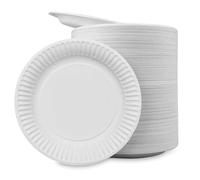 Tezraftaar® 300 x Paper Plates Disposable White Party Dishes 6" (15cm) for Catering Birthday Christmas BBQ Parties Dinner Break Fast