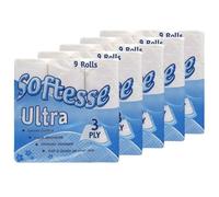 Tezraftaar® 45 x Toilet Tissue Paper Roll Softesse Luxury Quilted Soft Absorbent 3 Ply Toilet Roll for Commercial Home Restaurants Camping Travelling Use