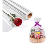 Tezraftaar® 5 x Cellophane Wrap for Hamper 100m x 80cm Crystal Clear Plastic Gift Flowers Wrapping Roll for Christmas Flower Pot Decorating