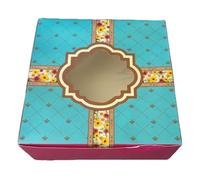 Tezraftaar® 50 x Cake Box with Window 4" x 4" x 2" Fold Flat Square Cake Desserts Cookies Pastries Takeaway Boxes for Bakers