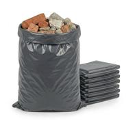 Tezraftaar® 50 x Heavy Duty Grey Rubble Sacks 22 x 34 Inch 500 Gauge Strong Polythene Builders Waste Bags Tear Resistant Plastic Rubbish Sacks for Construction Garden DIY Industrial Waste