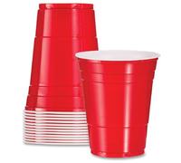 Tezraftaar® 50 x Plastic Disposable Cups 12oz (360ml) Red Water Cooler Vending Drinking Cups for Catering Birthday Parties Weddings