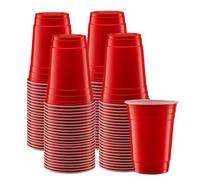 Tezraftaar® 50 x Red Disposable Plastic Cups 12oz Water Cooler Vending Cup for Christmas Party Catering Supply Weddings