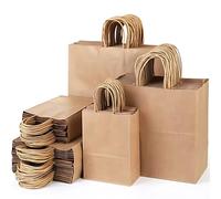 Tezraftaar® 50 x Twisted Handle Paper Bags 8.8" x 12" x 4" Brown Kraft Carrier Bags Strong Recyclable Shopping Gift Bags for Retail Takeaway Party Wedding Boutique Food Packaging