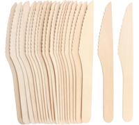 Tezraftaar® 500 x Disposable Wooden Knives Birchwood Biodegradable Compostable Cutlery Set for Christmas Birthday BBQ Parties Catering Supply