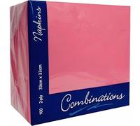 Tezraftaar® 500 x Paper Napkin Disposable Serviettes Tissue 33cm x 33cm 2Ply Pink for Parties Catering Weddings Birthday Christmas BBQ Events Travelling Camping Picnic