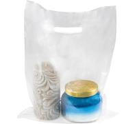 Tezraftaar® 500 x Patch Handle Carrier Bags 22" x 18" x 3" Clear Reusable Plastic Shopping Takeaway Cloths Carry Bag