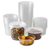 Tezraftaar® 500 x Round Food Storage Container with Lid 12oz (350ml) Reusable Plastic Dishwasher Leakproof Meal Prep Container for Restaurants Camping Travelling