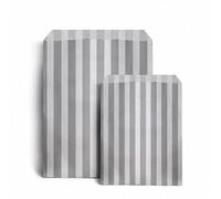 Tezraftaar® 500 x Striped Candy Paper Bags 5" x 7" Sweet Wedding Buffet Party Favour Treat Cake Dessert Pick n Mix Bag (Grey)