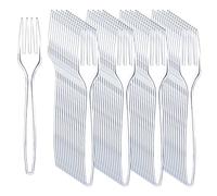 Tezraftaar® 500 x Tithe Heavy Duty Plastic Forks Reusable Clear Cutlery Set BPA Free Durable Catering Wedding Kids Parties Picnic Traveling