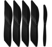 Tezraftaar® 500 x Tithe Heavy Duty Plastic Knives Reusable Black Cutlery Set BPA Free Durable Catering Wedding Kids Parties Picnic Traveling