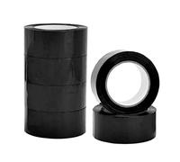 Tezraftaar 6 x Black Parcel Packaging Tape 48mm x 66m Heavy Duty Strong Adhesive Carton & Box Sealing Packing Tape for Parcel Shipping
