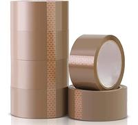Tezraftaar 6 x Brown Buff Parcel Packaging Tape 48mm x 66m Heavy Duty Strong Adhesive Carton & Box Sealing Packing Tape for Parcel Shipping
