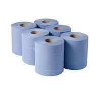 Tezraftaar® 6 x Centrefeed Roll Blue 178mm x 50m Recyclable Paper Hand Towel Embossed Tissue Roll Hygiene Eco FSC Certified for Home Office Kitchen