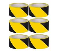 Tezraftaar® 6 x Floor Marking Tape 48mm x 33m HDPE Yellow & Black Hazard Warning Caution Barrier Flooring Steps Parking High Visibility