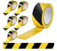Tezraftaar® 6 x Floor Marking Tape 50mm x 33m Yellow & Black HDPE High Visible Adhesive Caution Warning Barrier Tape for Flooring Steps Parking