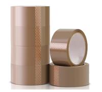 Tezraftaar® 6 x Heavy Duty Parcel Packaging Tape 48mm x 132m Brown Buff Cartoon Sealing Tape for Packing Big Parcels and Boxes During House Removal