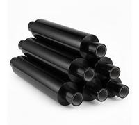 Tezraftaar® 6 x Pallet Wrap Heavy Duty Black Shrink Stretch Film 400mm x 200m 23mu Plastic Extended Core Tear Resistance for Industrial Logistics Use Sofa Furniture House Moving Packaging