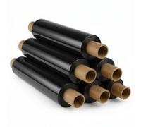 Tezraftaar® 6 x Pallet Wrap Heavy Duty Black Shrink Stretch Film 400mm x 250m 20mu Extended Core Tear Resistance for Industrial Use Logistics Sofa Furniture House Moving Packaging