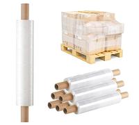 Tezraftaar® 6 x Pallet Wrap Roll Extended Core 400mm x 23mu, 1.20 Kg Clear Stretch Shrink Cling Film Wrapping Roll for Moving House, Furniture & Industrial Uses