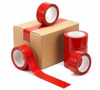 Tezraftaar® 6 x Parcel Packaging Tape Red Carton Sealing Tape 48mm x 66m Heavy Duty Strong for Box Packing Shipping Warehouse Industrial Office uses