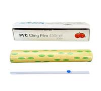 Tezraftaar® 6 x PVC Cling Film 450mm x 300m 18" Clear Catering Kitchen Cling Film Food Wrap Roll with Sharp Cutting Edge for Keep Food Fresh Long Time