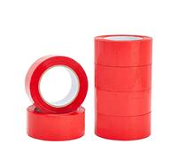 Tezraftaar 6 x Red Parcel Packaging Tape 48mm x 66m Heavy Duty Strong Adhesive Carton & Box Sealing Packing Tape for Parcel Shipping