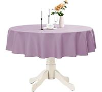 Tezraftaar® 6 x Reusable Plastic Table Cloth 84" (213cm) Lilac Round Wipeable Waterproof Table Cover for Christmas Birthday Parties