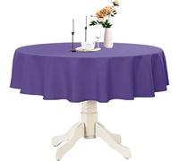 Tezraftaar® 6 x Reusable Plastic Table Cloth 84" (213cm) Purple Round Wipeable Waterproof Table Cover for Christmas Birthday Parties