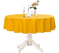 Tezraftaar® 6 x Reusable Plastic Table Cloth 84" (213cm) Yellow Round Wipeable Waterproof Table Cover for Christmas Birthday Parties