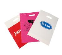Tezraftaar® Patch Handle Carrier Bags 15" x 18" x 3" 10kg Misprinted Assorted Color Reusable Plastic Bag for Shopping Carry Cloths