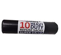 Tezraftaar® Refuse Sacks Heavy Duty 5 Rolls 14" x 32" x 30" 20mu Black Bin Liner 50ltr Bin Bags (10 Bags Per Roll) for Wastage