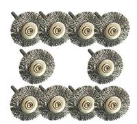 TF 10pcs Stainless Steel Wire Brushes, Crimped Wire, Medium Grit, 3mm Shank, Polishing & Cleaning Set for Metal, Wood, Stone