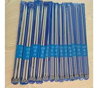 TF Knitting Needle, Straight Single Pointed Stainless Steel Sweater Needles with Locking Stitch Makers Large-eye Blunt Needles Measure Tape (2mm-10mm)