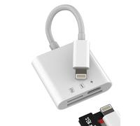TF SD Card Reader Charger Adapter (3in1)for iPhone Lightning Camera Memory Compact Photo Photography Viewer Charging Micro SD Flash Accessories for Apple 11 12 13 14 Pro Max X XS XR for Ipad Air Mini