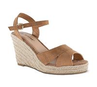 TF STAR Jute rope wedge sandals for women,women platform summer shoes ankle strap espadrille wedge heel sandals, Tan, 9 UK