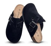 TF STAR Unisex Soft Foot Bed Cowhide Leather Cork Clogs Shoes for Men and Women Tan, coffee, 9.5 UK