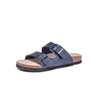 TF STAR Women 2-Strap Adjustable Buckle, Flat Casual Cork Slide Sandals,Slide Cork Footbed Sandals for Women, Navy, 7 UK