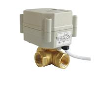 TF10-BH3-C 3/8'' DC12V or DC24V 3 Way Brass Electric Ball Valve with Position Indicator for Plumbing DN10(24VDC-CR702,T Bore Flow E)