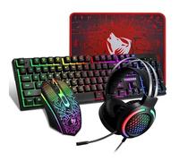 TF400 Gaming Keyboard & Mouse, Mouse Pad & Gaming Headset, Wired LED RGB Backlight Set for PC Gamers - 4 in 1 Gift Box Edition