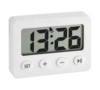 TFA Digital Alarm Clock with Timer and Stopwatch, White