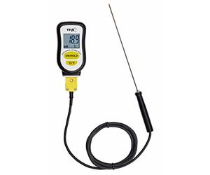 TFA Dostmann 14.1552.01 Digital Sous-Vide Thermometer with Stainless Steel Probe and Foam Tape for Sealing, Black, Plastic, 4 x 2 x 8 cm