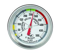 TFA Dostmann 141029 BBQ Thermometer, Analogue, 14.1029, for Cooking Chamber Temperature Measurement, for Grill/Smoker, Stainless Steel, 18/8, Silver, Diameter 52 x H 67 mm