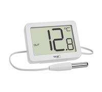 TFA Dostmann 30.1066.02 Indoor and Outdoor Digital Thermometer with Waterproof Sensor (Approximately 3 m) for Environment, Maximum and Min, with Magnet/Stand, Large Indicator, White