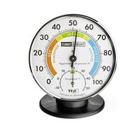 TFA Dostmann 45.2033.FR French Precision Thermometer Hygrometer for Indoor Climate Control, Analogue Temperature/Humidity Control, Silver/Black