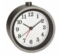 TFA Dostmann 60.1026 Metal Analogue Alarm Clock with Silent Movement, Alarm Clock with Snooze Function, Grey, L100 x W57 x H136 mm